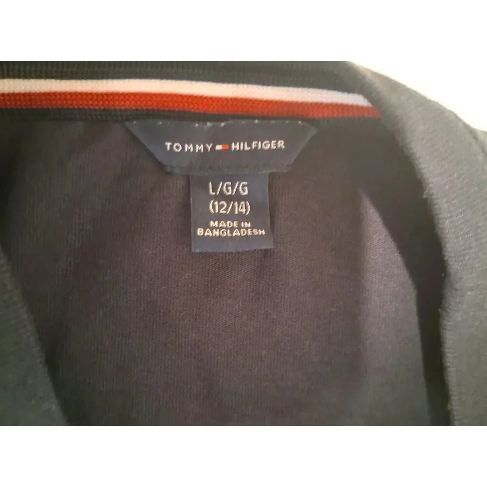 Tommy Hilfiger Big Girls L (12/14) Navy Blue T-Shirt Dress Circle Logo Pre-owned